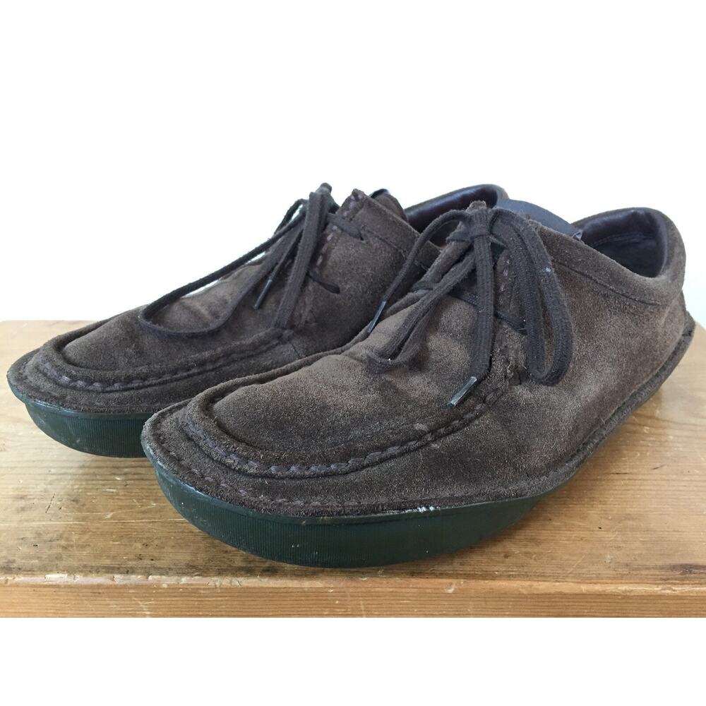 Camper Vtg Style Moc Toe Brown Suede Leather Lace Up Casual Loafers Mens 42 8.5